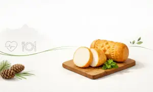 Oscypek na desce, pokrojony w plastry, z gałązką pietruszki. Zastanawiasz się nad oscypek kcal?