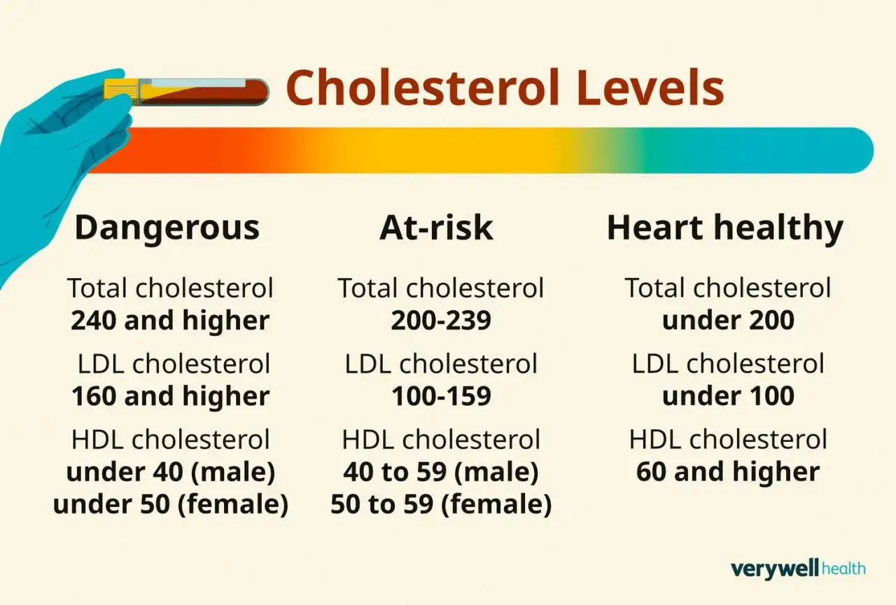 Poziomy cholesterolu: niebezpieczne, podwyższonego ryzyka, zdrowe dla serca. Wskazówki dotyczące zaburzeń metabolizmu lipoprotein i innych lipidemii.
